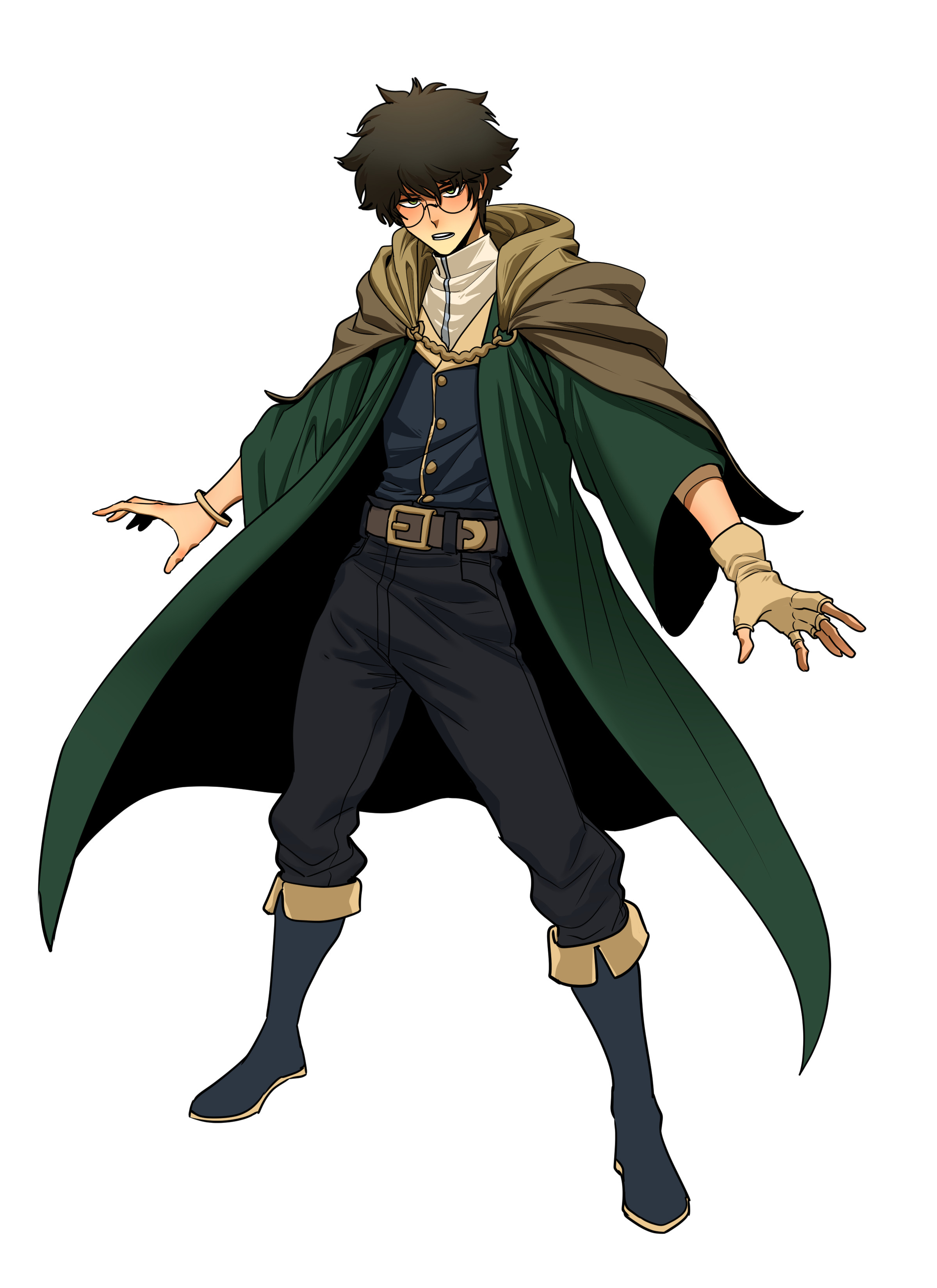 Book-wielding lead casting green magic