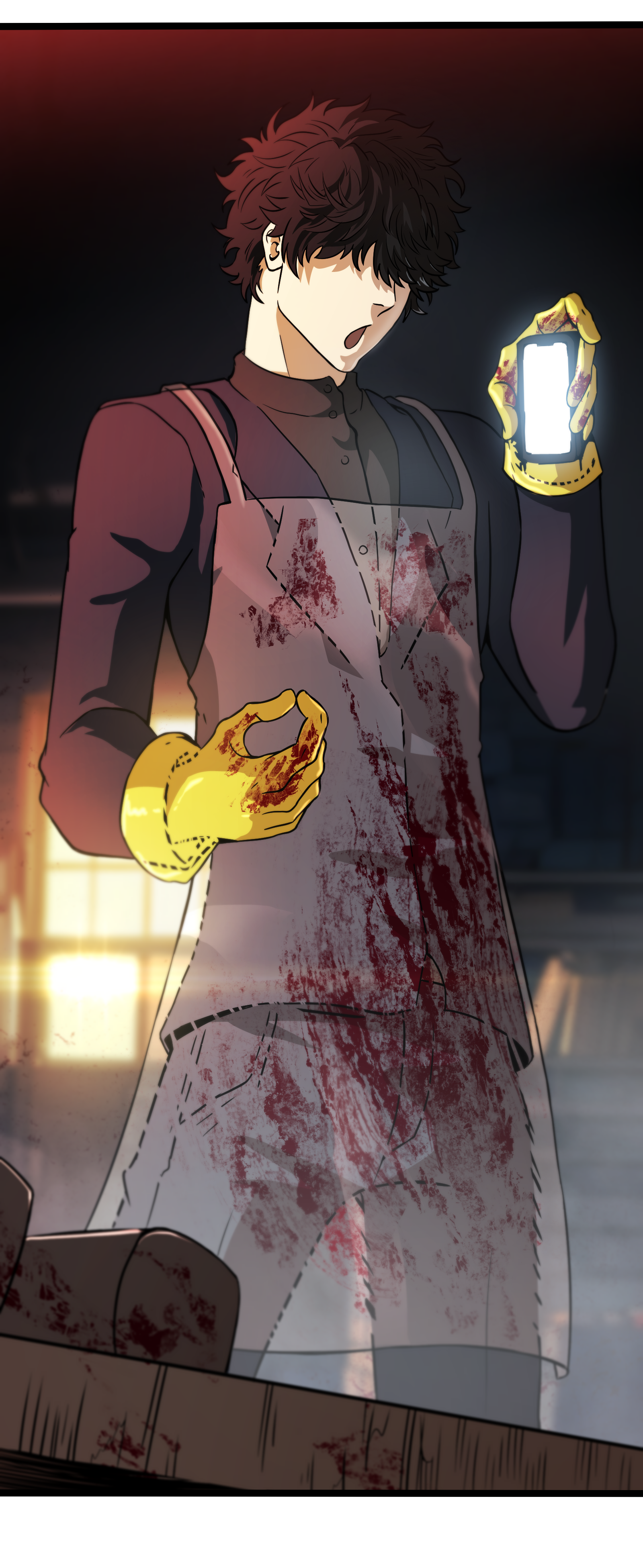 Black Resume — bloodied gloves reveal
