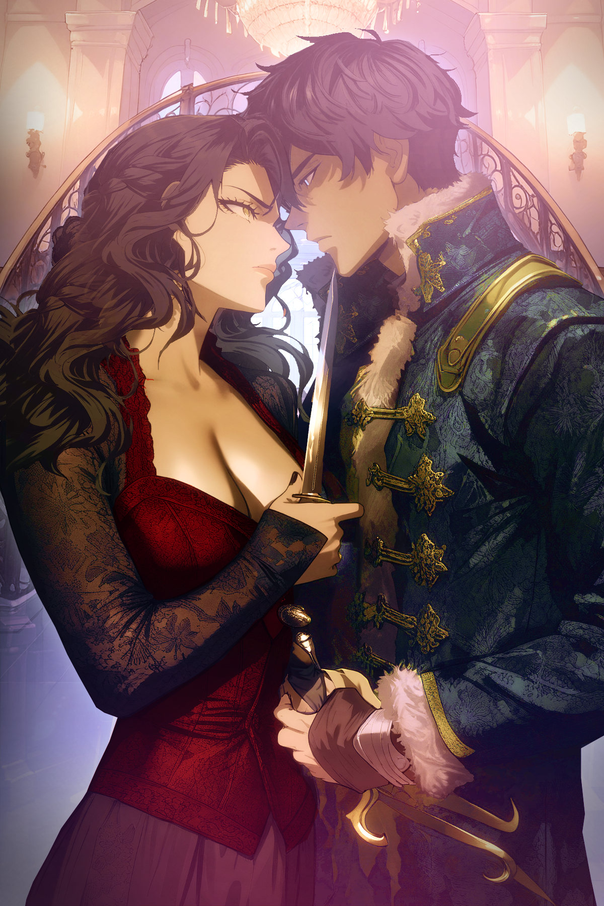 Assassin — tight two-shot in dappled shadow