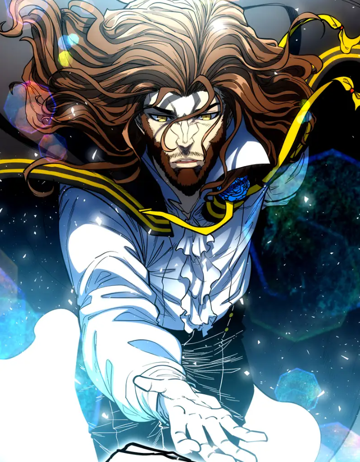 Antagonist reaching a hand toward the reader