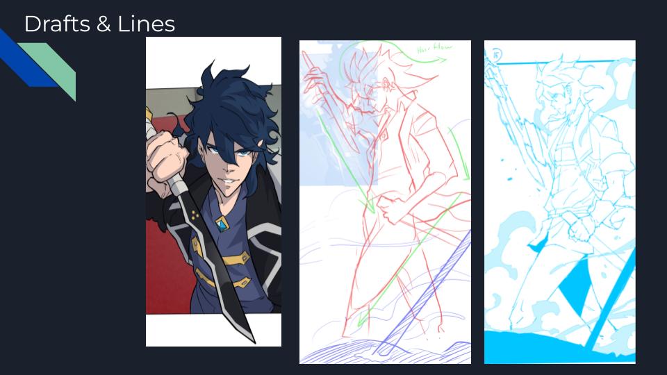 Sword-drawn portrait taken through line and color