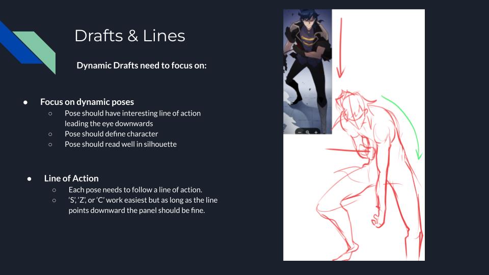 Line of action marked over a fight pose