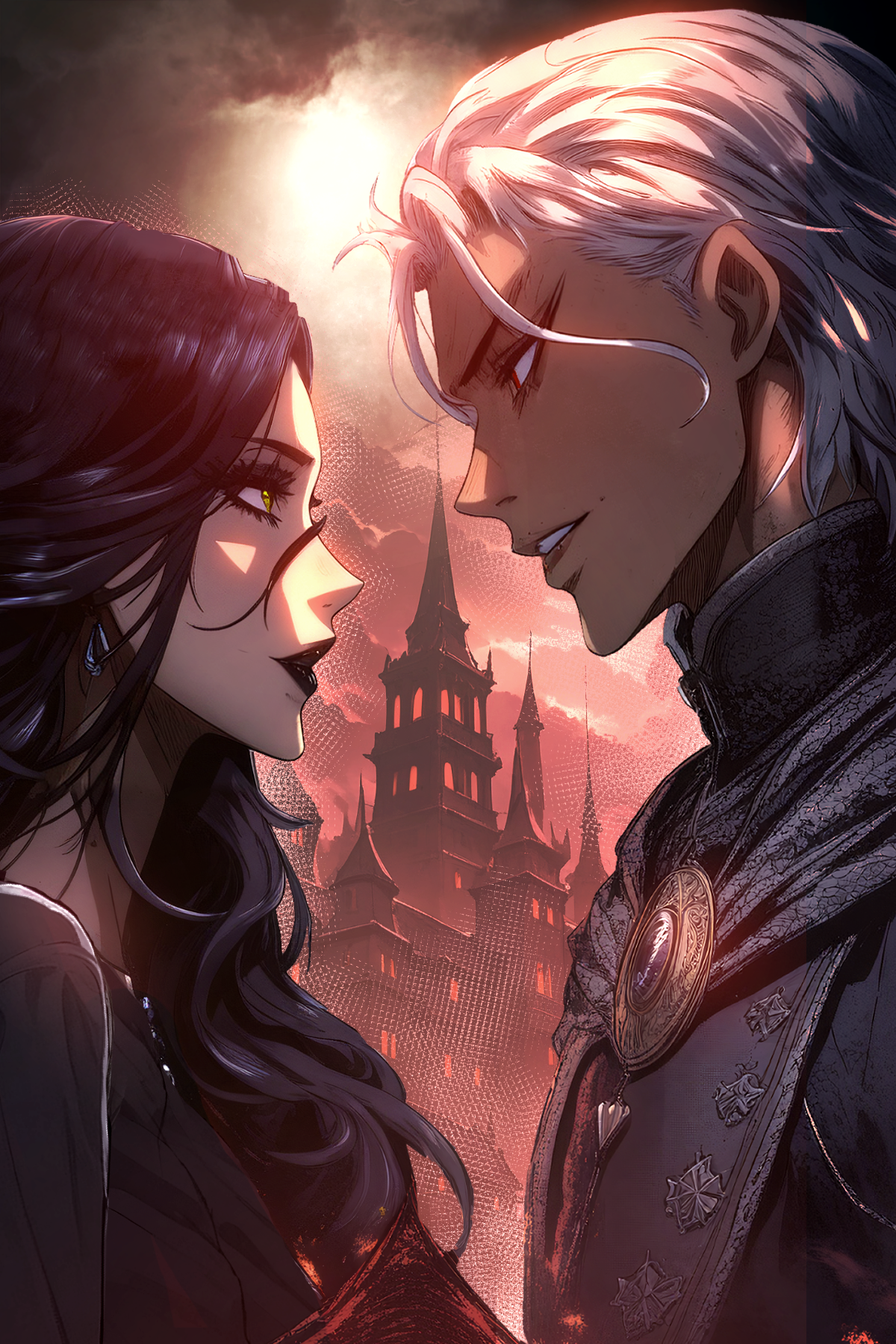 Vampire King — low angle, storm-lit cathedral